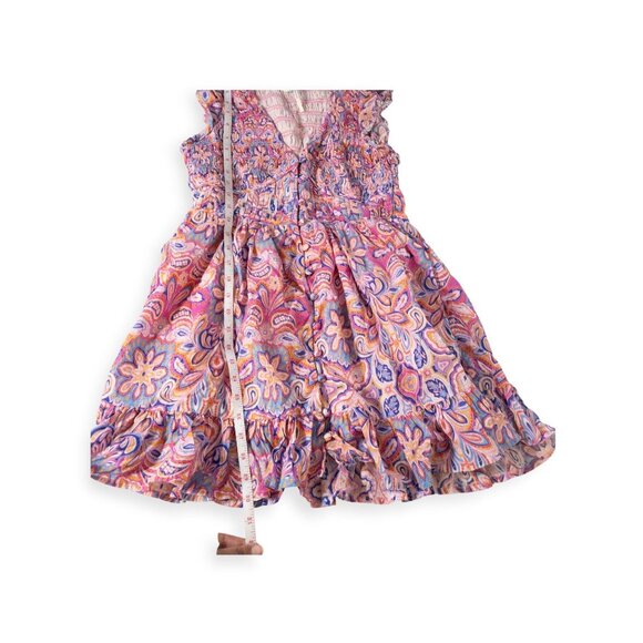 Anthropologie Peregrine Paisley Mini Dress Ruffle Sleeves Pink & Purple SZ SP Bo - Picture 6 of 8